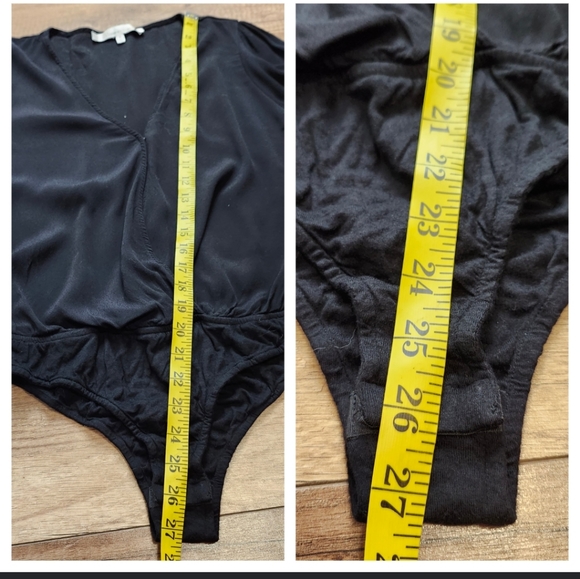 Lovers + Friends Women's Vision Long Sleeve Faux Wrap Bodysuit Black flowy S - Picture 12 of 16